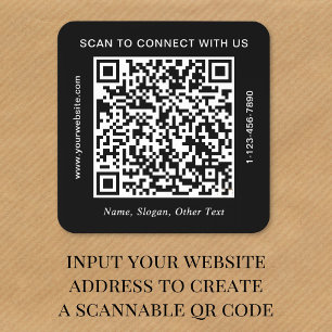 Zakelijke QR-code Zwart Vierkante Sticker