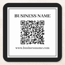 Zakelijke QR-code | Zwart & Wit Kartonnen Onderzetters