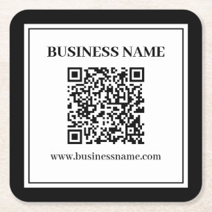 Zakelijke QR-code Zwart & Wit Kartonnen Onderzetters