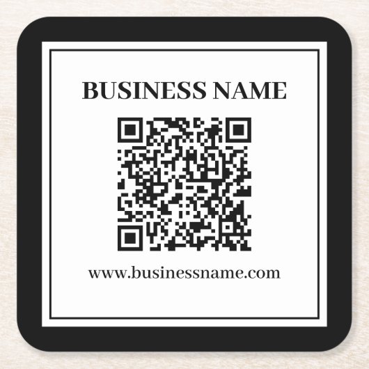 Zakelijke QR-code | Zwart & Wit Kartonnen Onderzetters (Voorkant)