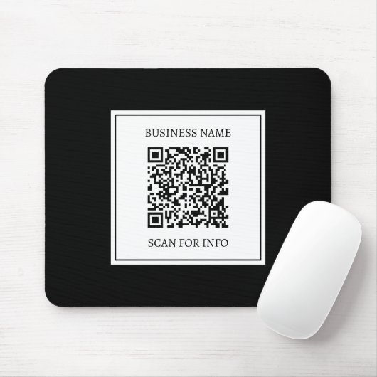 Zakelijke QR-code | Zwart & Wit Muismat (Met muis)