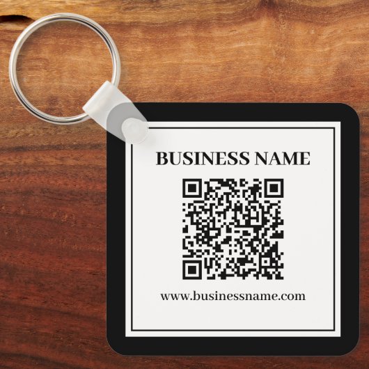 Zakelijke QR-code | Zwart & Wit Sleutelhanger (Voorkant)