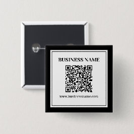 Zakelijke QR-code | Zwart & Wit Vierkante Button 5,1 Cm