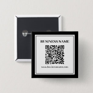 Zakelijke QR-code Zwart & Wit Vierkante Button 5,1 Cm