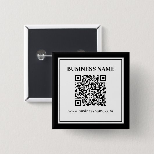 Zakelijke QR-code | Zwart & Wit Vierkante Button 5,1 Cm (Voorkant /achterkant)