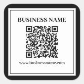 Zakelijke QR-code | Zwart & Wit Vierkante Sticker (Voorkant)
