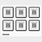 Zakelijke QR-code | Zwart & Wit Vierkante Sticker (Vel)