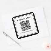 Zakelijke QR-code | Zwart & Wit Vierkante Sticker (Envelop)