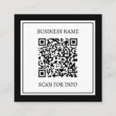 Zakelijke QR-code | Zwart & Wit Vierkante Visitekaartje (Voorkant)