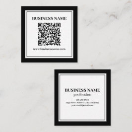 Zakelijke QR-code | Zwart & Wit Vierkante Visitekaartje