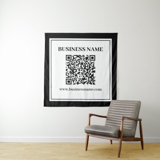 Zakelijke QR-code | Zwart & Wit Wandkleed (In situ)