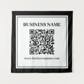 Zakelijke QR-code | Zwart & Wit Wandkleed (Voorkant)