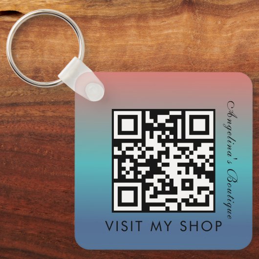 Zakelijke QR-codecgradiënt monogrammen Sleutelhanger (Voorkant)