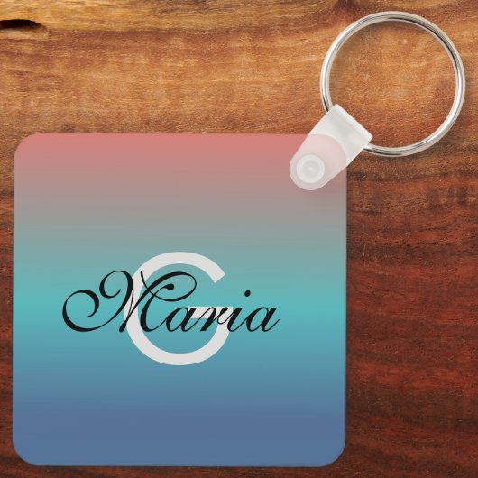 Zakelijke QR-codecgradiënt monogrammen Sleutelhanger (Achterkant)