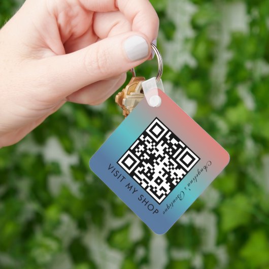 Zakelijke QR-codecgradiënt monogrammen Sleutelhanger (Hand)