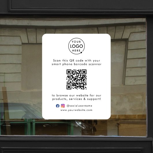 Zakelijke Raamsticker | QR Code Vinyl Decal Bord