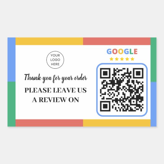 Zakelijke rating met Google Reviewen QR-code Rechthoekige Sticker (Voorkant)