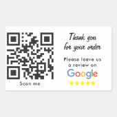 Zakelijke rating met Google Reviewen QR-code Rechthoekige Sticker (Voorkant)