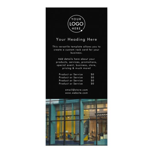 Zakelijke reclame | Modern zwart fotologo Reclamekaart (Voorkant)