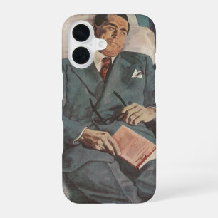 Zakelijke reizen in oude stijl, Lezen in het vlieg iPhone 16 Hoesje