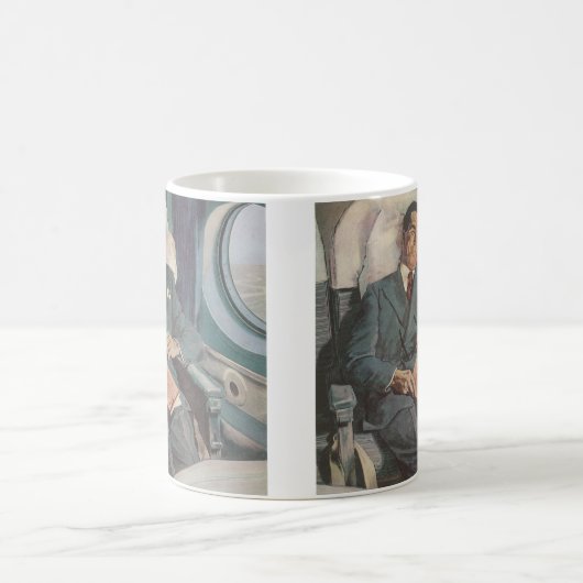 Zakelijke reizen uit het verleden, lezen in het vl koffiemok (Center)