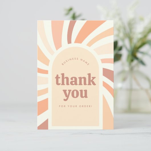 Zakelijke Retro Groovy Sun Boho Arch Pakket Invoeg Bedankkaart (Staand voorkant)