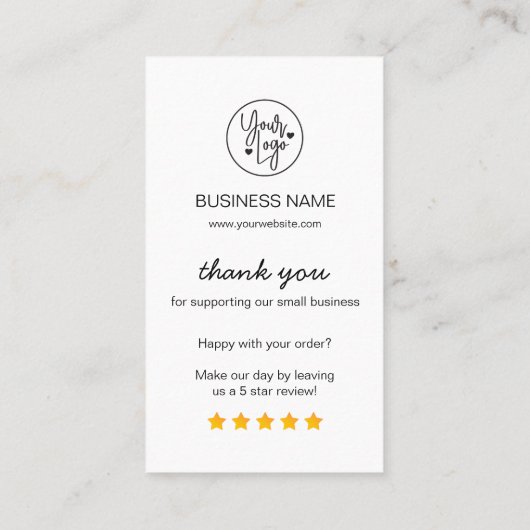 Zakelijke Reviewen QR Code 5 Star Review Visitekaartje (Achterkant)