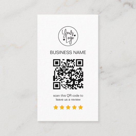 Zakelijke Reviewen QR Code 5 Star Review Visitekaartje (Voorkant)