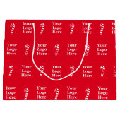 Zakelijke rode & witte kerst snoepstokken Logo Groot Cadeauzakje (Voorkant)