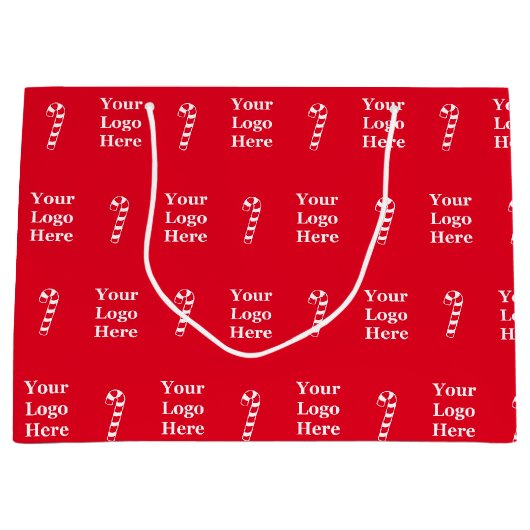 Zakelijke rode & witte kerst snoepstokken Logo Groot Cadeauzakje (Voorkant)