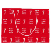 Zakelijke rode & witte kerst snoepstokken Logo Groot Cadeauzakje (Achterkant)