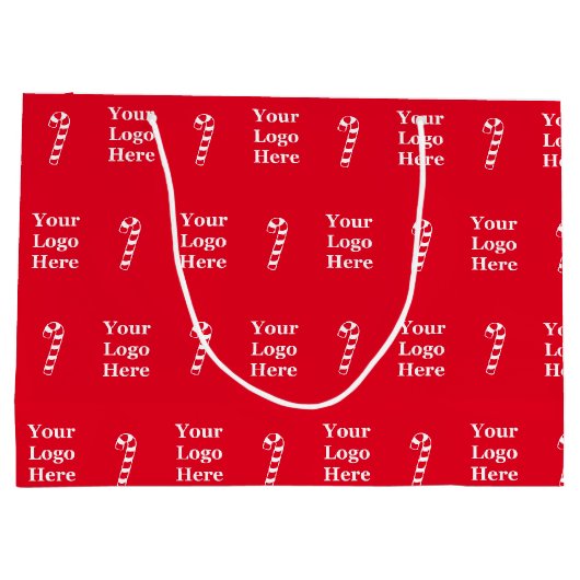 Zakelijke rode & witte kerst snoepstokken Logo Groot Cadeauzakje (Achterkant)