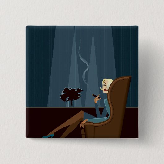 Zakelijke rokerroker Cigar Vierkante Button 5,1 Cm (Voorkant)