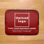 Zakelijke Rood-laptophoes Laptop Sleeve<br><div class="desc">laptophoes die u gebruikt om uw merknaam beter bekend te maken. De inhoud is uw bedrijfsnaam, bedrijfsnaam of bedrijfsnaam, adres en telefoonnummer. Het ontwerp is witte teksten op rode achtergrond. Controleer het uiterlijk na het uploaden van logo en het typen van tekst. Als het uiterlijk u tevreden stelt, kunt u...</div>
