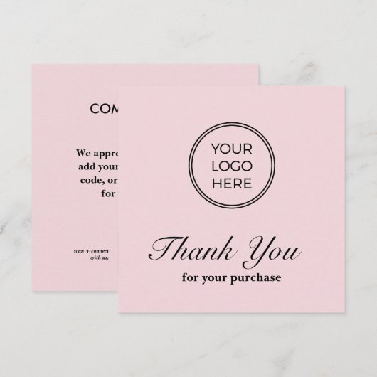 Zakelijke Roze Logo Dank u kaart (Voorkant / Achterkant)