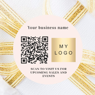 Zakelijke roze logo qr-code ronde sticker