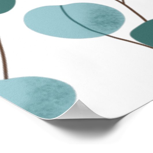 Zakelijke ruimte Blauwgroen zwarte botanische hero Poster (Hoek)