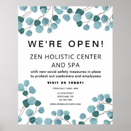 Zakelijke ruimte Blauwgroen zwarte botanische hero Poster