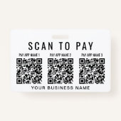 Zakelijke scan om 3 QR-codes te betalen Badge (Achterkant)