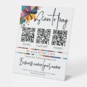 Zakelijke scan om gepersonaliseerde 3 QR-code te b Reclamebord Met Voetstuk (Voorkant)