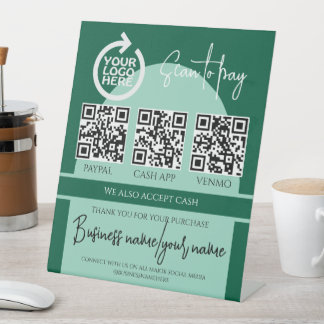 Zakelijke scan om gepersonaliseerde logo QR-code t Reclamebord Met Voetstuk