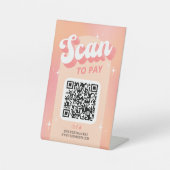 Zakelijke Scan om QR Code Retro Peach te betalen Reclamebord Met Voetstuk (Voorkant)