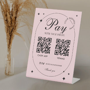 Zakelijke Scan Om Te Betalen 2 QR CODES trendy zac Reclamebord Met Voetstuk