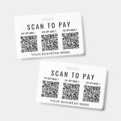 Zakelijke Scan om te Betalen 3 QR-codes Badge (Voor- en achterkant)