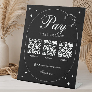 Zakelijke Scan Om Te Betalen 3 QR-Codes Eenvoudig Reclamebord Met Voetstuk