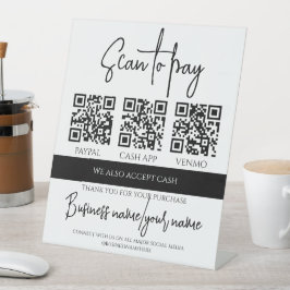 Zakelijke Scan om te Betalen Gepersonaliseerde 3 Q Reclamebord Met Voetstuk