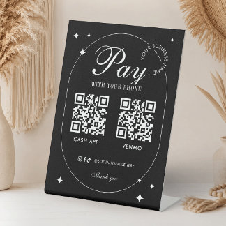 Zakelijke Scan To Pay 2 QR-codes Trendy Minimalist Reclamebord Met Voetstuk