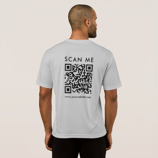 Zakelijke scanbare QR-code Mannen achterdruk Silve T-shirt (Achterkant volledig)