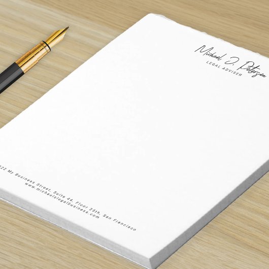 Zakelijke scriptnaam eenvoudig elegant professione notitieblok