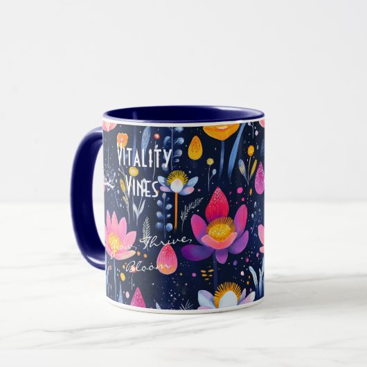 Zakelijke Serenity Spa Mok met Artistic Daisy (Voorkant links)